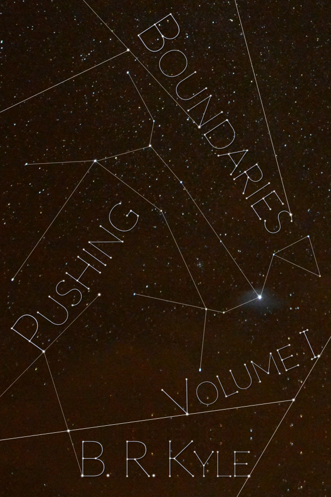 Image Description: book cover of Canis Major - Volume I of the Pushing Boundaries series. The cover is picture of the constellation of Canis Major, as depicted in the Southern Hemisphere (the nose of Canis Major is positioned in a downward direction).